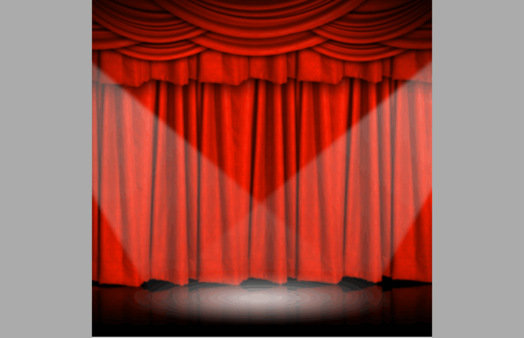 Stage with red curtains