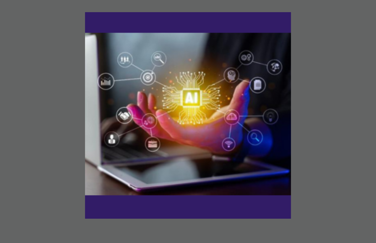 hand holding glowing AI