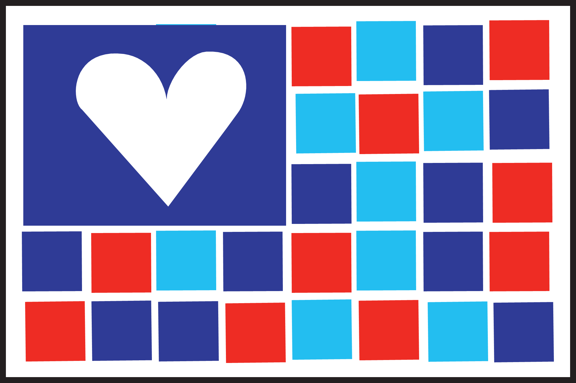flag with heart and square blocks of color